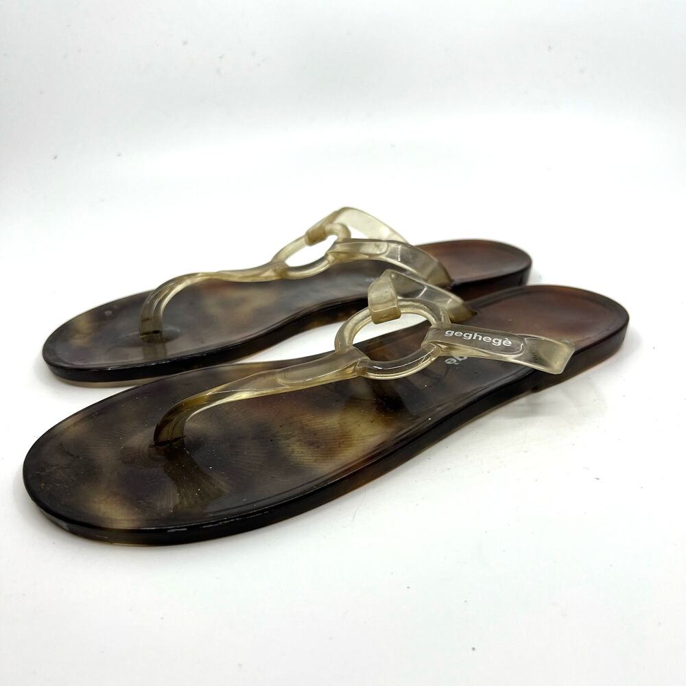 Geghege Milano Brown Jelly Thong Sandals Women's 9 US